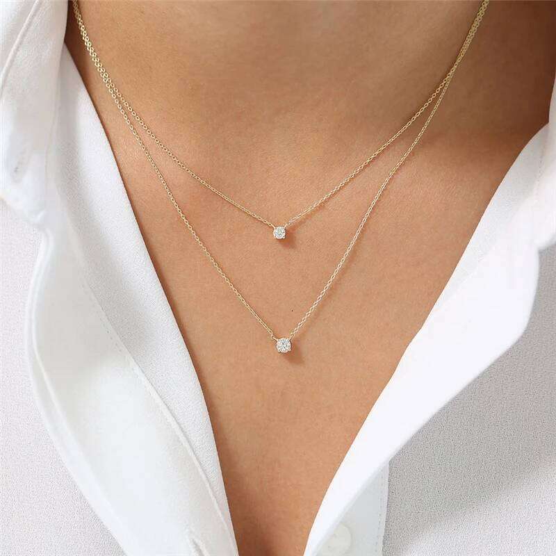Aide 925 Sterling Silver Cubic Zirconia Pendant Necklace For Women Crystal Chain Necklaces Clavicle Choker Wedding Party Jewelry