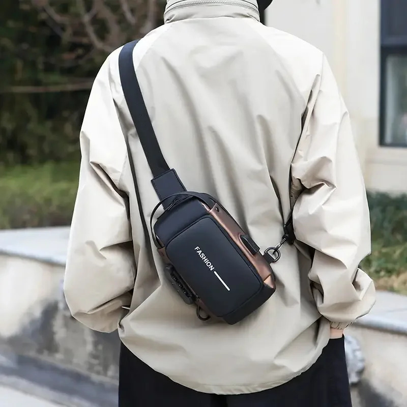 MenS Anti-Theft Password Lock Chest BagDurable Oxford Fabric Adjustable Shoulder Strap Crossbody Style with Secure Lock 251230