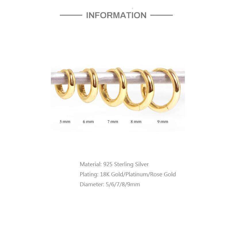 Aide 925 Sterling Silver Rose Gold Small Hoop Earrings For Women Girls Wedding Engagement Party Gift Smooth Ear Bone Buckle