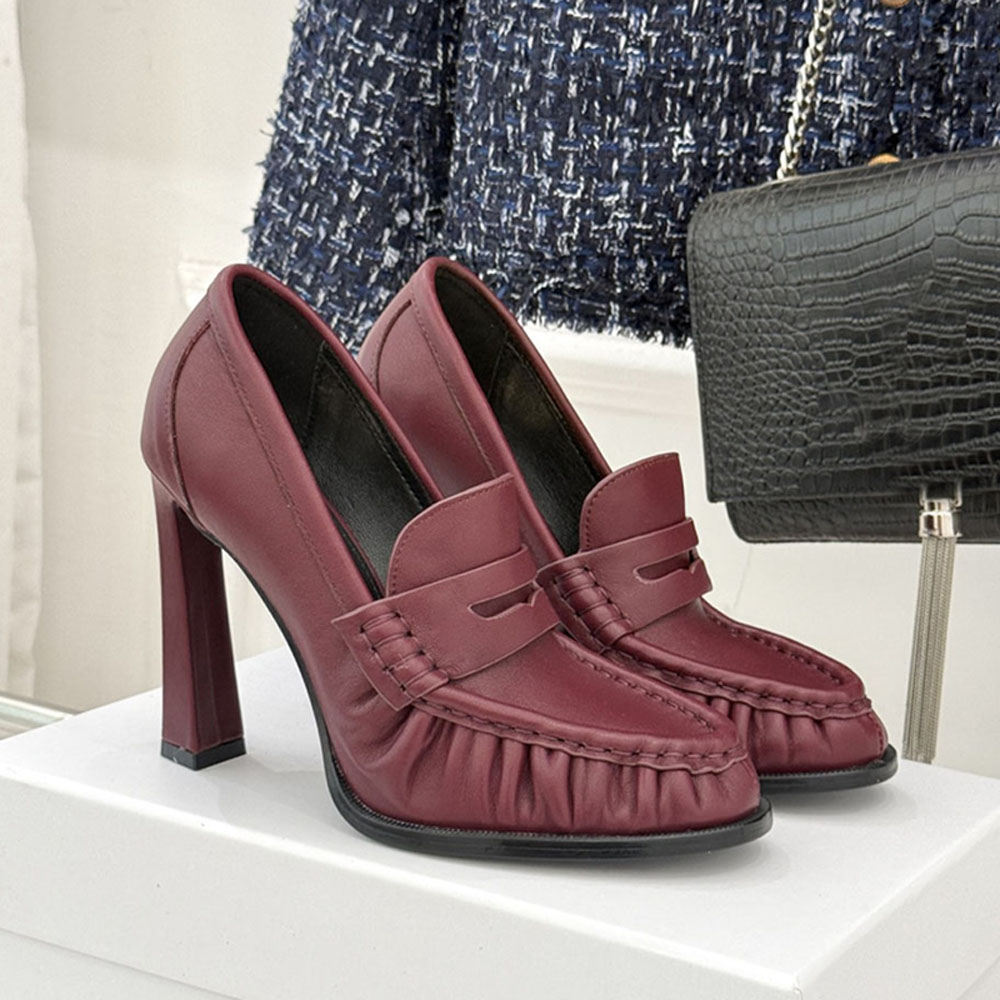 Top quality Classic brown Suede high heels pumps shoes10.5cm Stiletto Dress Shoes womens real leather Women's Round Toes slip on dress shoes L uxury designer Party 35-42