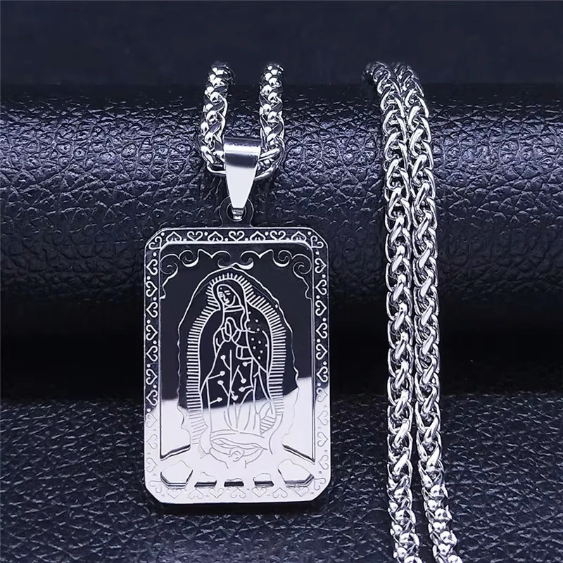 YQ Stainless Steel Catholicism Virgin Mary Pendant Necklace For Men Women Religious Medal Jewelry Accessory Gifts 251230