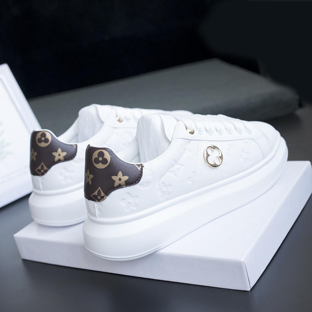 Couple-style white shoes skate shoes casual sports shoes trendy shoes men's shoes men's thick-soled lightweight metal