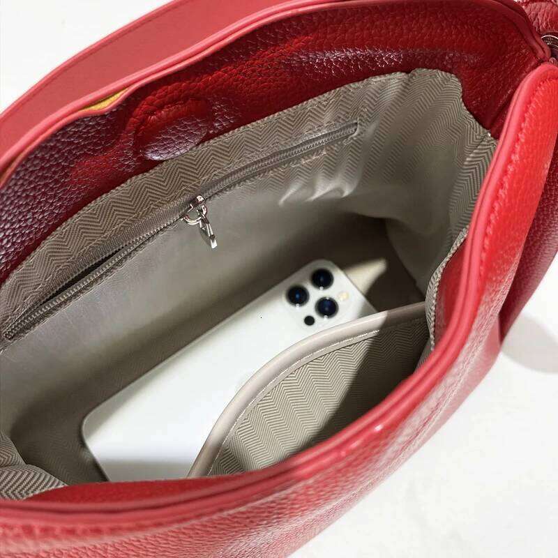 Classic Bags For Women Luxury Designer Handbag Purses 2024 New In PU Lychee Texture Ruched Top Handle Small Wide Straps Shoulder