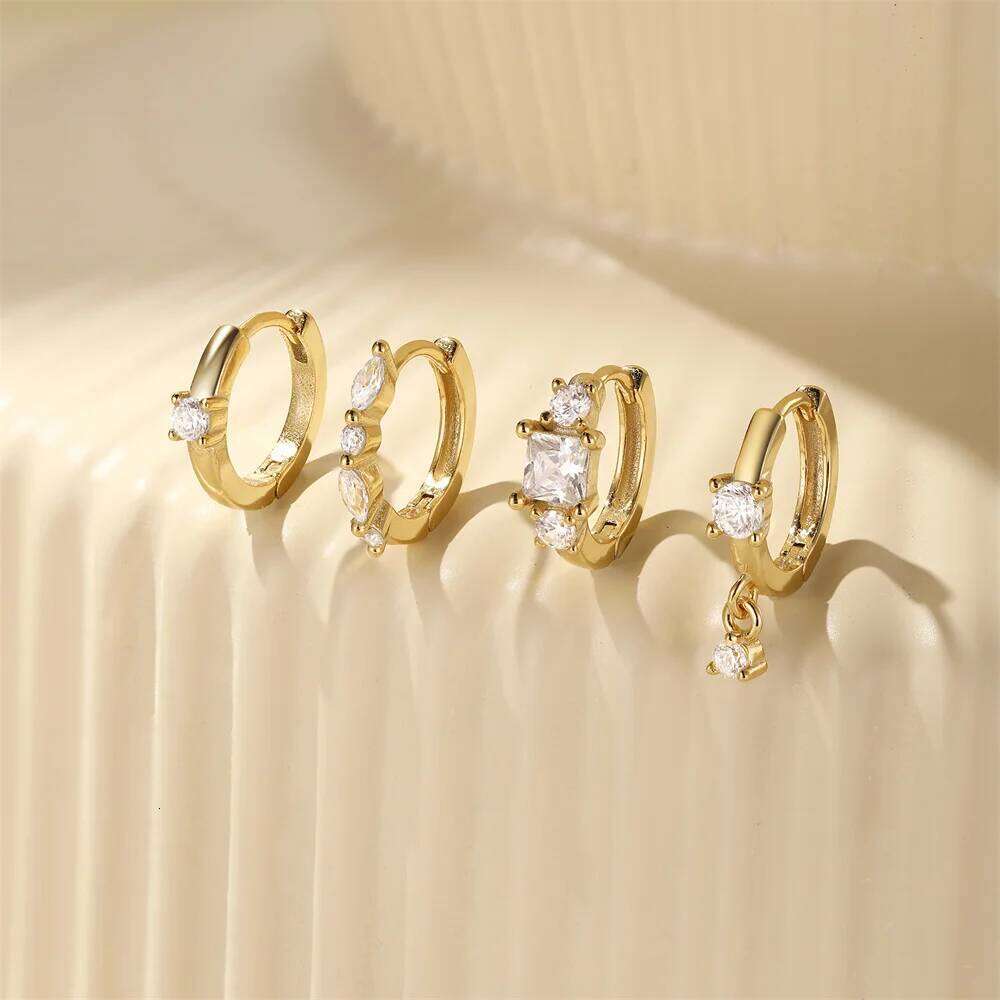 Aide Single 1pc 925 Sterling Silver Zircon Piercing Earrings for Women Exquisite Round Hoop Girls Halloween Party Gifts