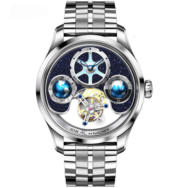 Ideal Knight New Blue Earth Series Tourbillon Mechanical Large Size Light Luxury Business Men's Watch