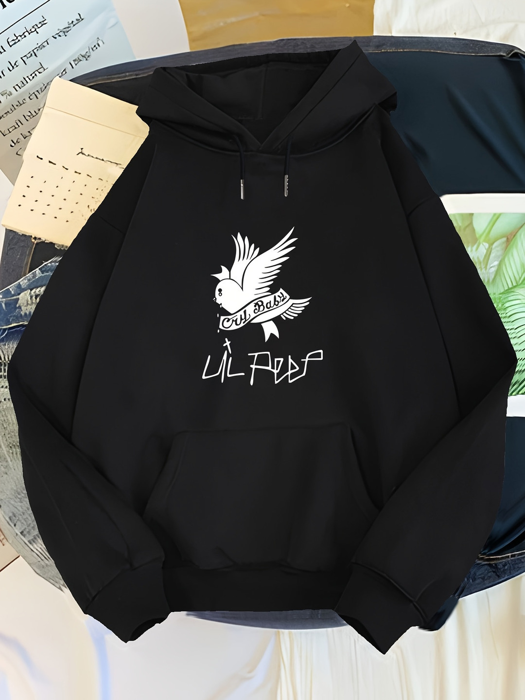 Men'S Stylish Hoodie Featuring a Rose Phrase 'LOVE YOURSELF', Designed Comfort with Long Sleeves, Ideal for Daily Wear During The Autum