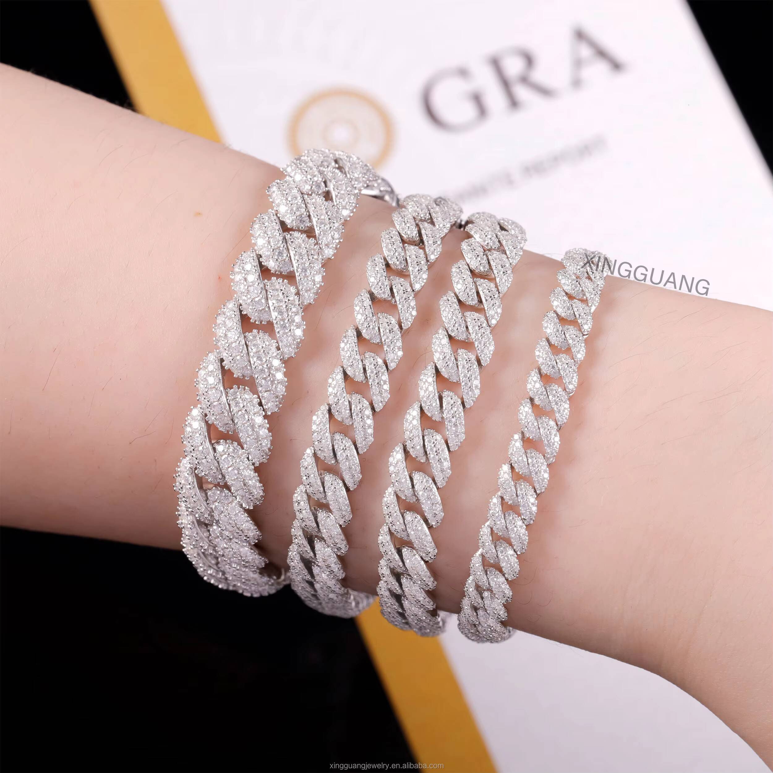 Hot Sale VVS Moissanite Bracelets 925 Sterling Silver Moissanite Diamond Cuban Bracelet Fine Jewelry Bracelet Bangle