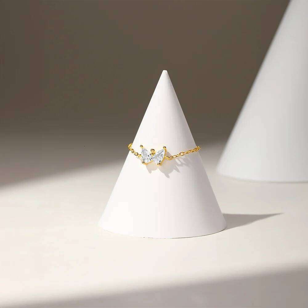 Aide 925 Sterling Silver Beautiful Butterfly Zircon For Women Adjustable Chain Rings INS Korea Trendy Jewelry Gifts 1pc