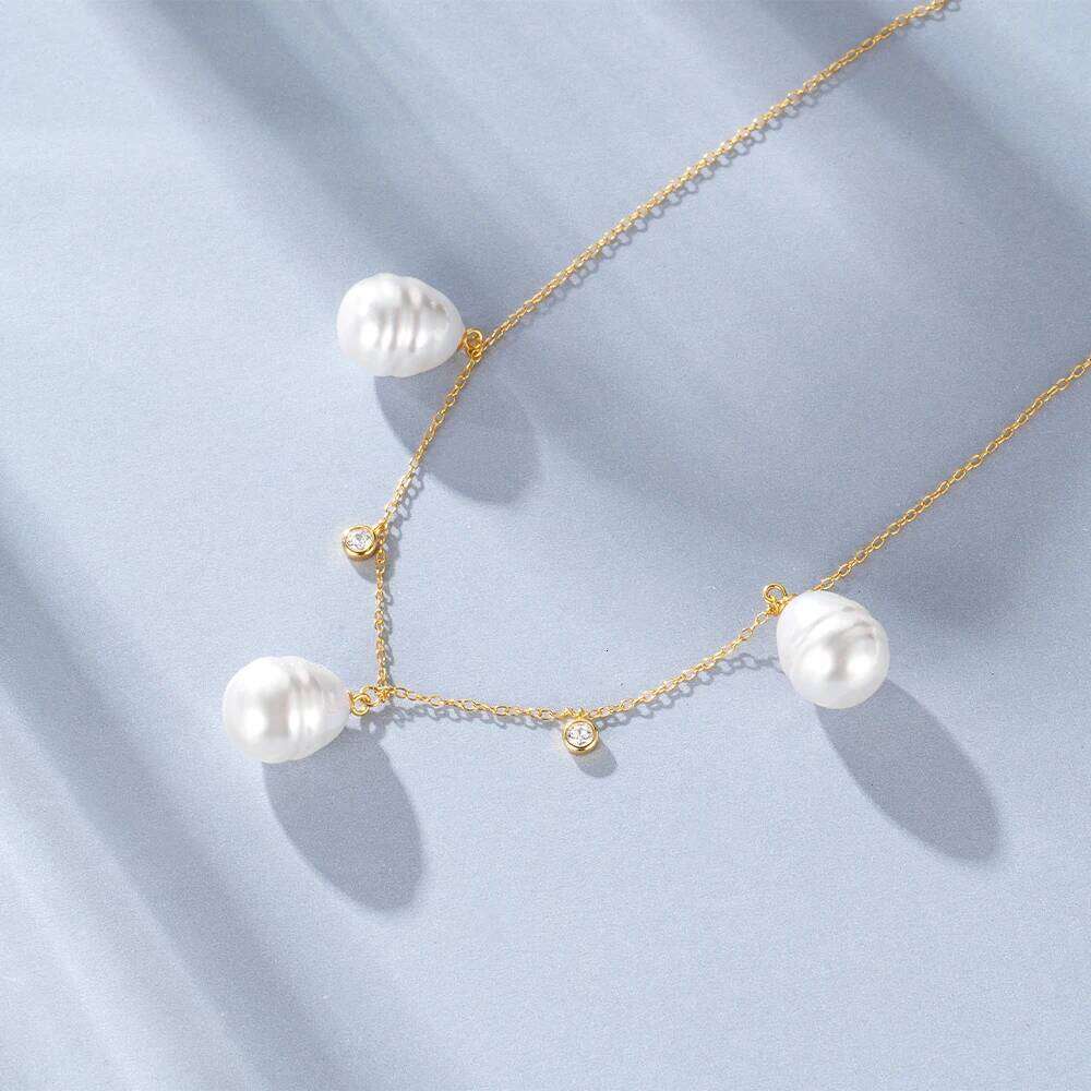 Aide 925 Sterling Luxury Necklace for Women Baroque Pearl Dainty Pendant Necklaces Birthday Party DIY Fine Jewelry Accessories