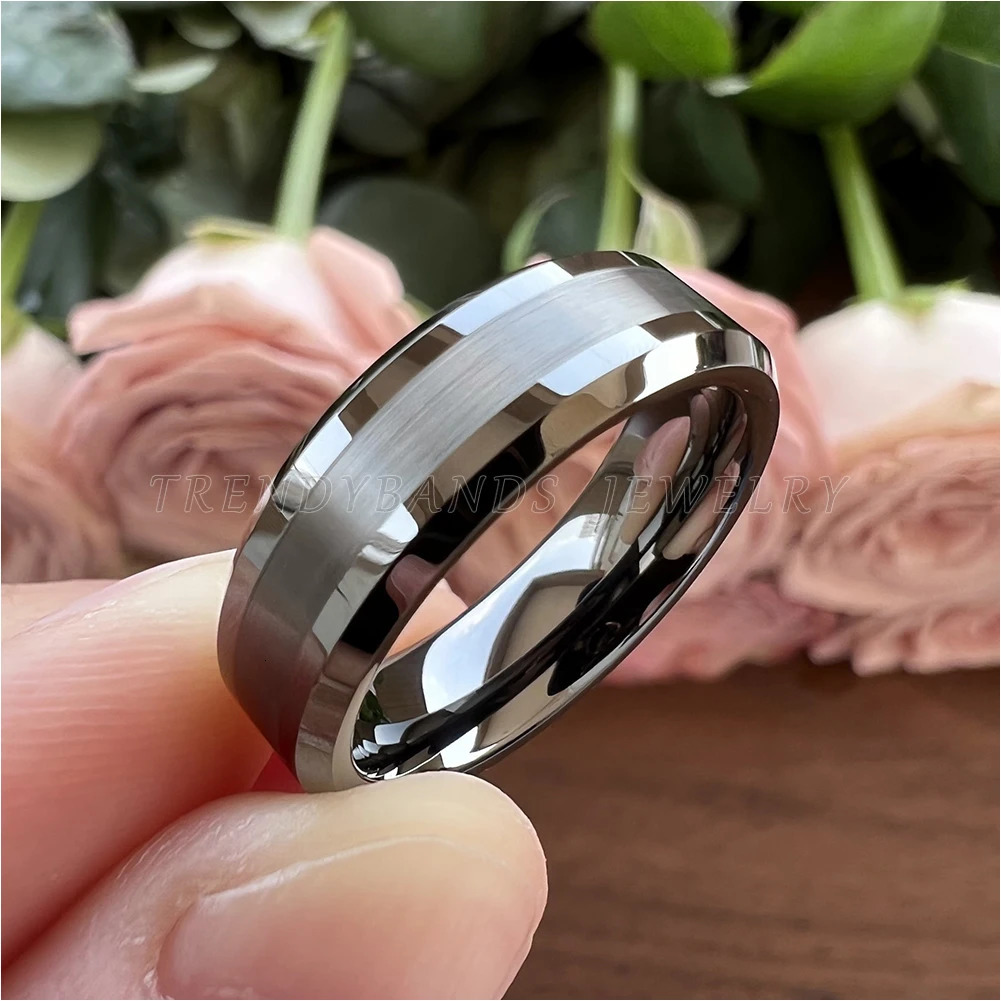 6mm 8mm Gunmetal Tungsten Carbide Wedding Band Engagement Ring for Men Women Fashion Jewelry Brushed Finish Comfort Fit 251230