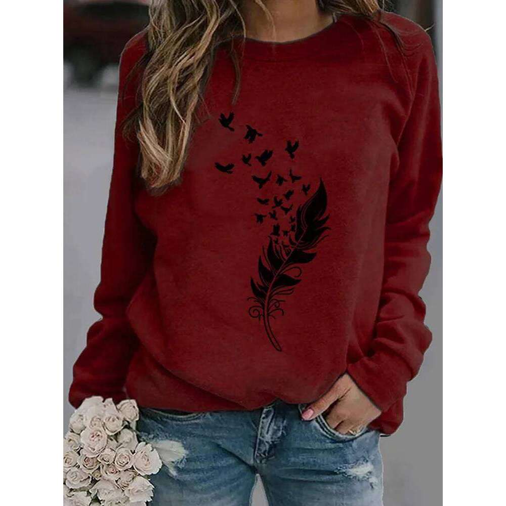 Women S-3XL Fashion Winter Womens Casual Long Sleeve Tops Ladies Print Sweatshirt high quality materials