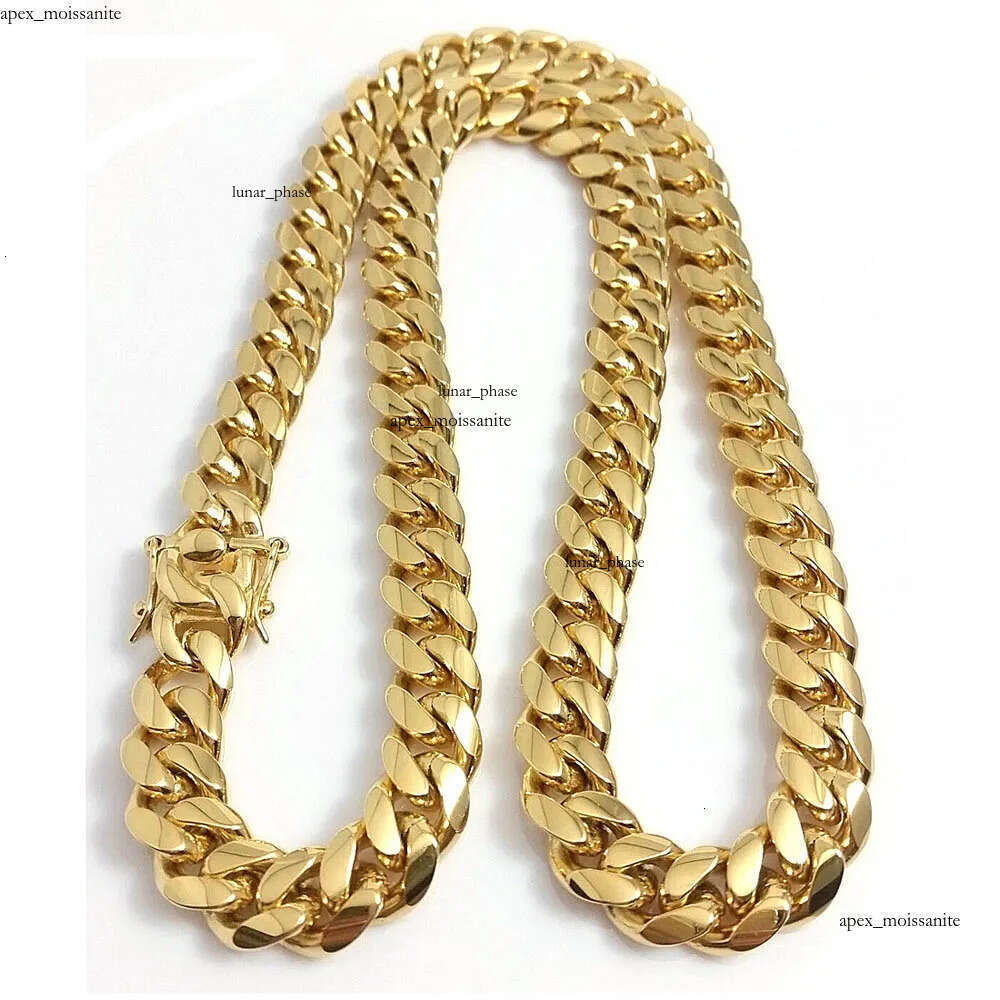 18K Gold Miami Cuban Link Chain Necklace Men Hip Hop Stainless Steel Jewelry Necklaces 4a