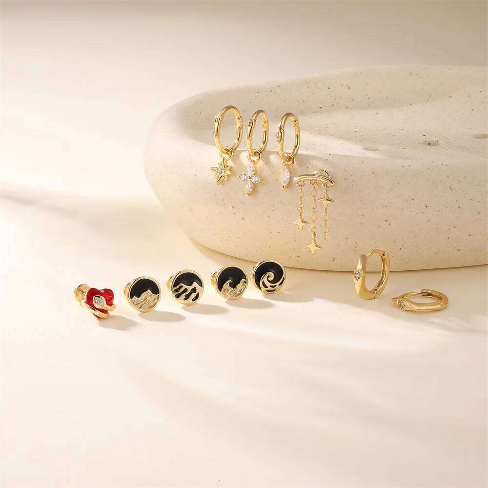 Aide 925 Sterling Silver Black Oil Dripping Earring for Women Screw Back Piercing Earrings Couple Internal Spiral Puncture Studs
