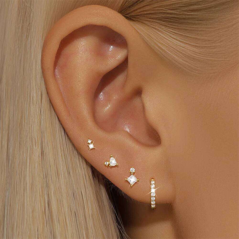 Aide 925 Sterling Silver stud Women Golden European and American Luxury Turquoise Earring Set joyas Anniversary Present