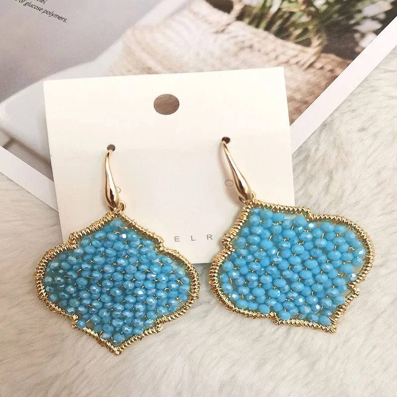 Womens earrings trend beaded Fashion Crystal Beads jewelry hanging Stainless SteelGold plated Earings in For Woman 251230