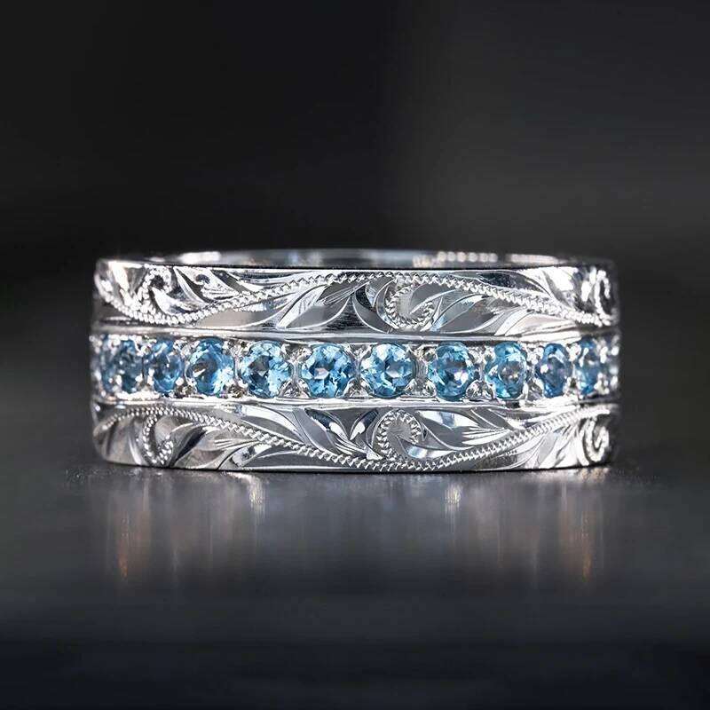 Huitan Aesthetic Carved Pattern Wedding Band Women Silver Color/Gold Color Luxury Trendy Female Rings for Party Jewelry