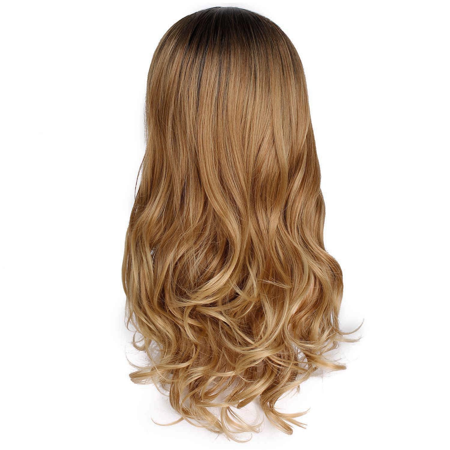 Synthetic Fiber Wavy Curl Wig with Centered Section For Women's Fashion Hairstyles