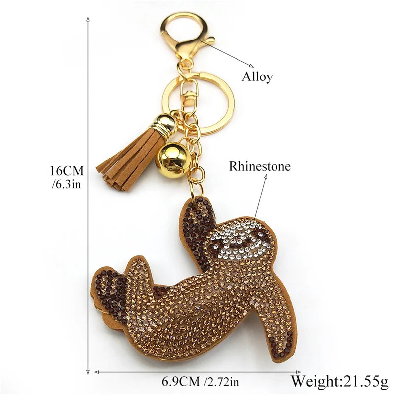 Cute Sloth Key Chain Gold Color Alloy Crystal Lazy Animal Key Rings Holder for Women Girls Keychain Decoration Jewelry K9809S01 251230