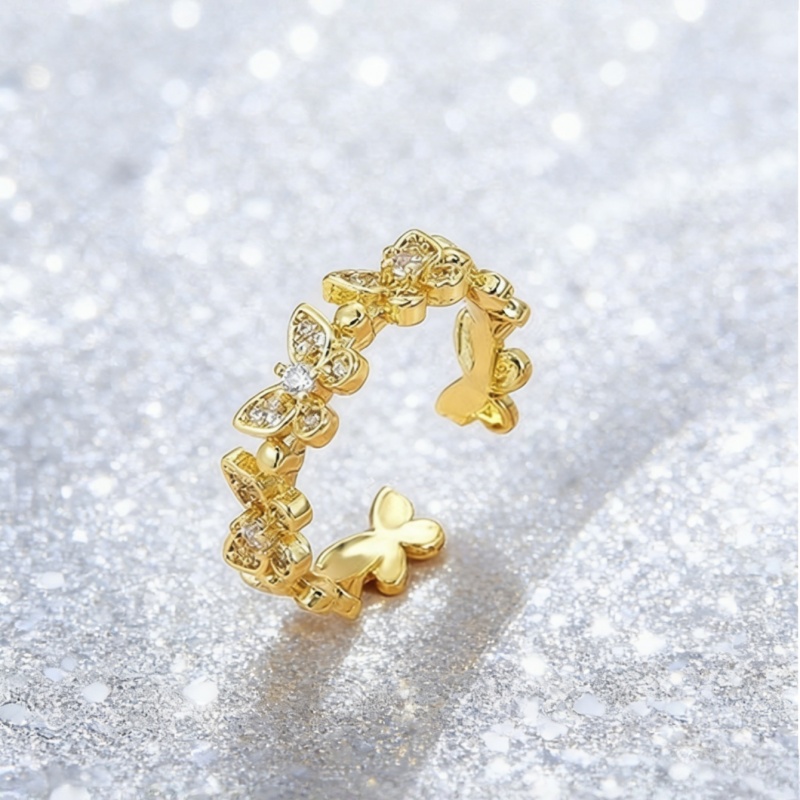 Valentine's Day Multi-Color Butterfly Ring Sparkling Crystal Open Finger Jewelry Romantic Gift for Her