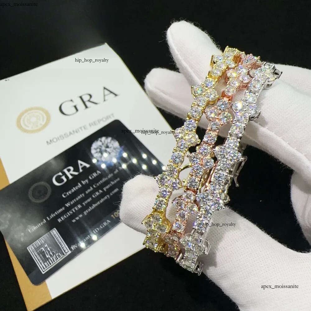 Hot Selling Sterling Silver 925 Lab Diamond Iced Out Vvs Moissanite Hip Hop Jewelry Tennis Chain Bracelet