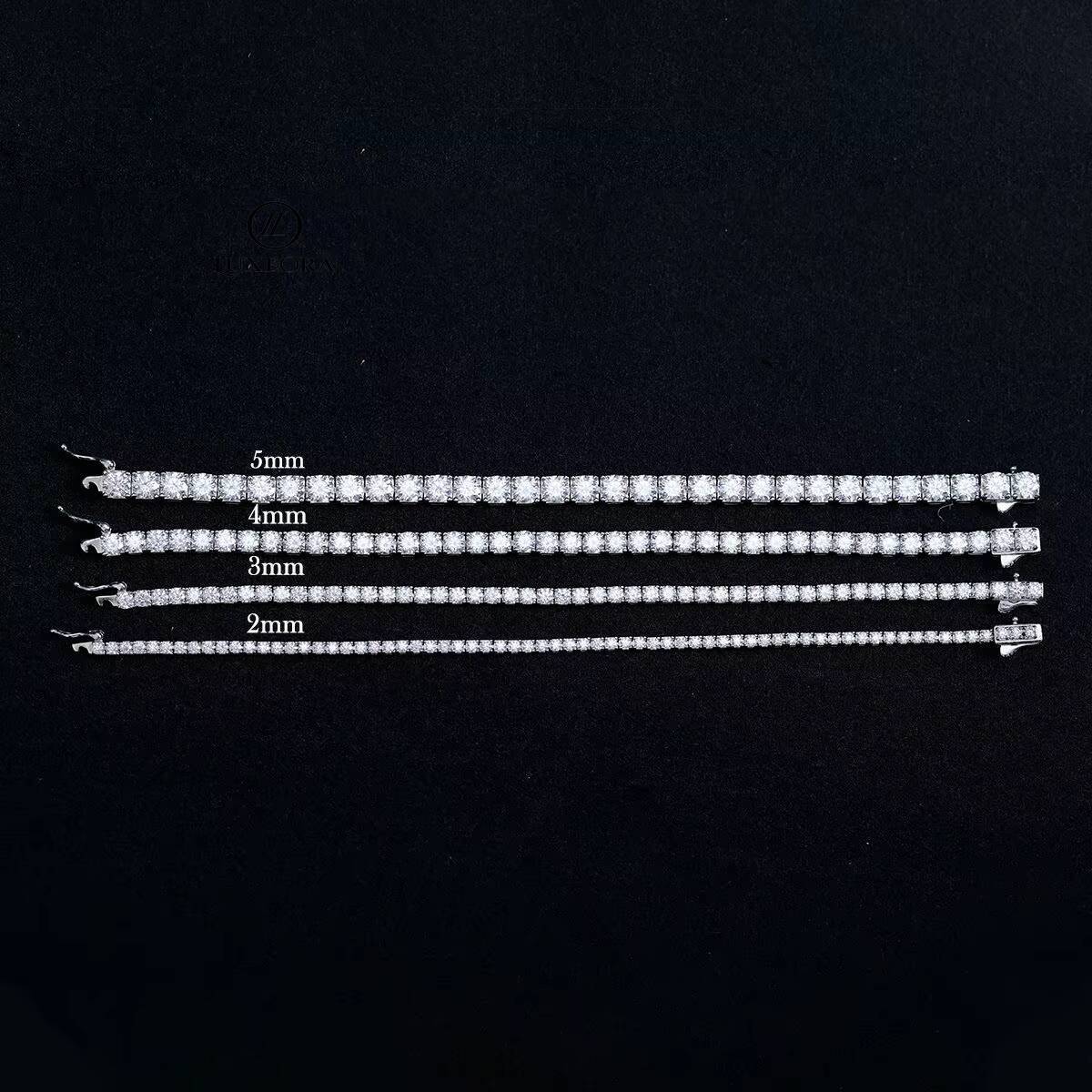 Shinny D VVS Moissanite Diamond Iced Hip Hop Bracelet Rhodium Plated 2mm-5mm LAB Tennis Bracelet for Gift or Party