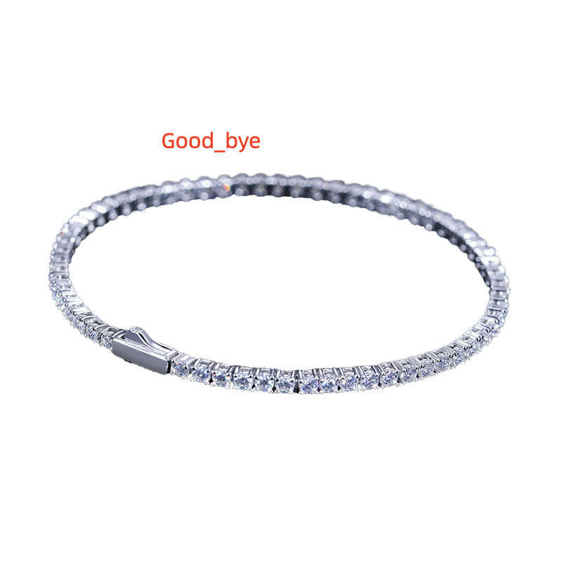 S925 Silver Tennis Chain 225mm VVS Moissanite Diamond-Like Ice Crystal Design Rhodium-Plated Hip-Hop Bracelet Ideal Gift