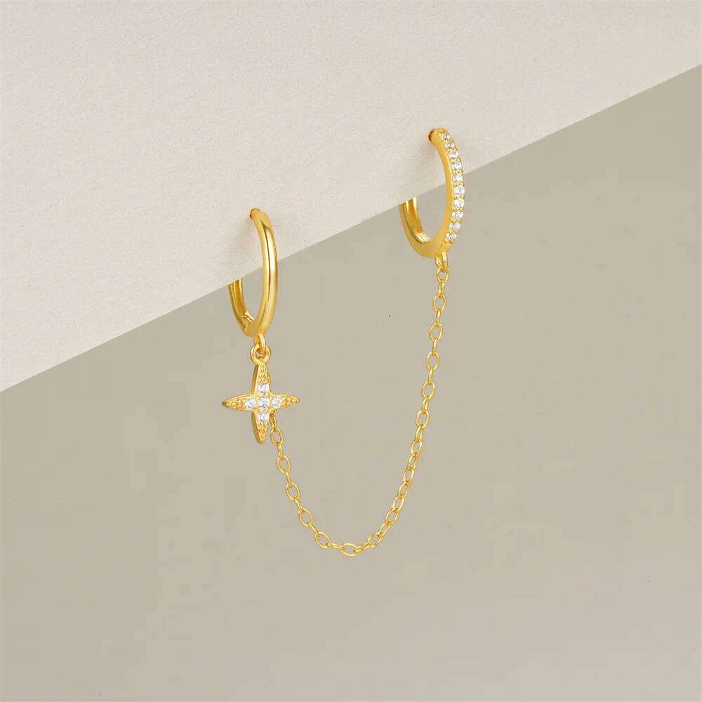 Aide 925 Sterling Silver Chain Earrings for Zirconia Hoop Stud Dangle Earring Women Vacation Party Jewelry Accessories 1pc