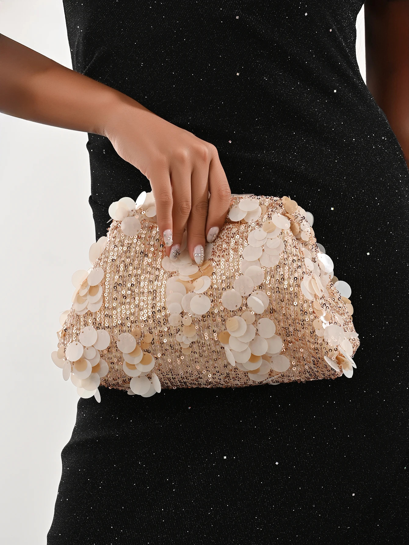 Dinner bag Fashion sequin messenger bag Womens simple handbag large sequin clutch bag Versatile chain shoulder messeng bag 251231