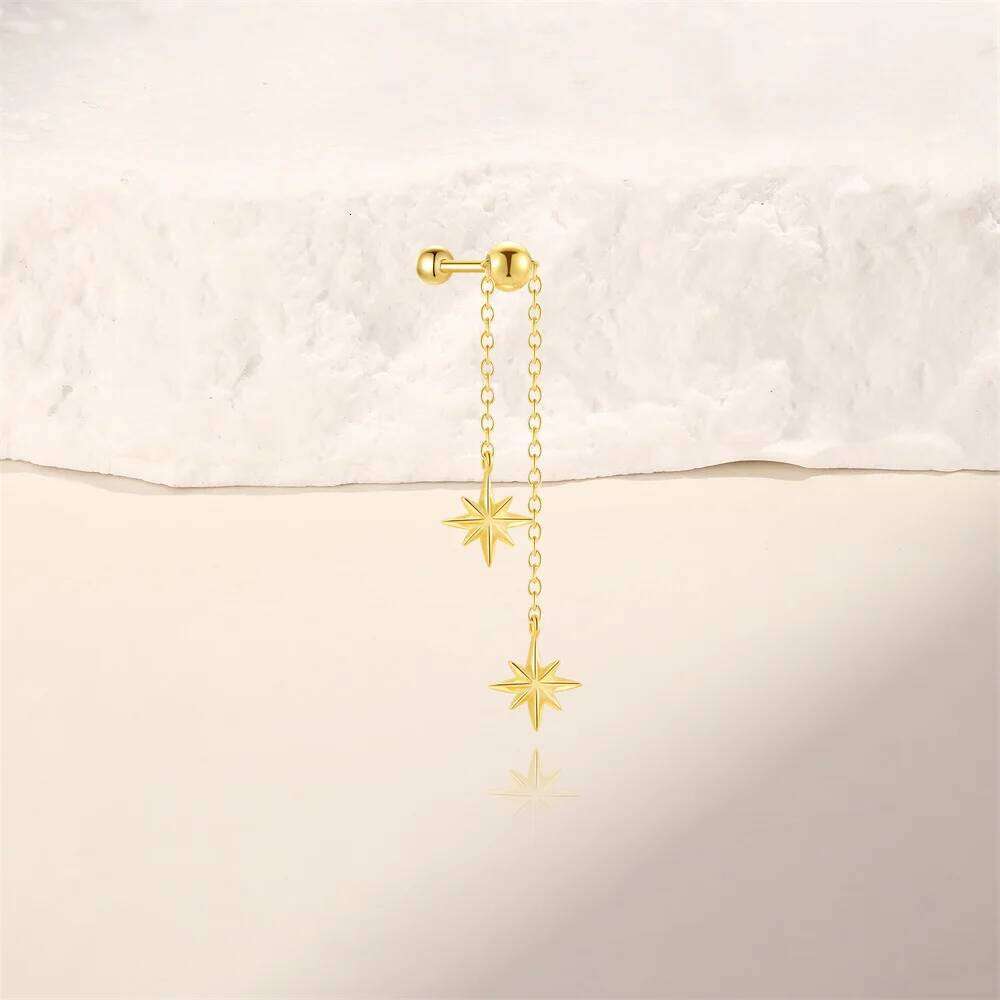 Aide 925 Sterling Silver Piercing Chain Earrings for Women Fashion Cartilage Helix Drawable Tassels Ear Bone Studs Jewelry