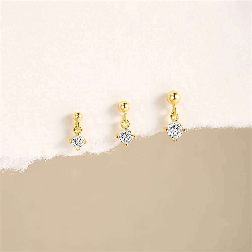 Aide 925 Sterling Silver 3pcs Set 8/10/11mm Four-claw Diamond Stud Earrings For Women Versatile Temperament Ins Jewelry Gifts