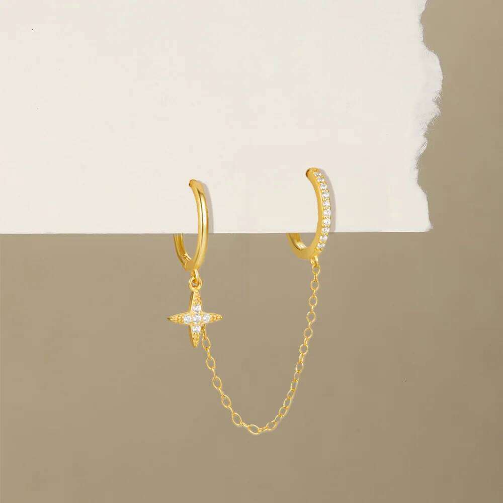 Aide 925 Sterling Silver Chain Earrings for Zirconia Hoop Stud Dangle Earring Women Vacation Party Jewelry Accessories 1pc