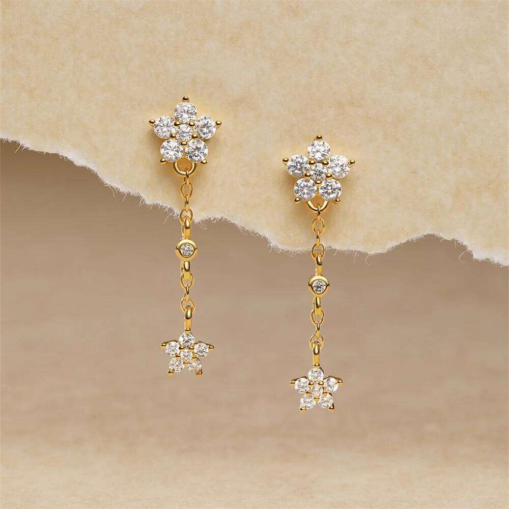 Aide 925 Sterling Silver New Trend Cubic Zirconia Long Tassel Drop Earrings For Women Star Chain Piercing Earring Korean Jewelry