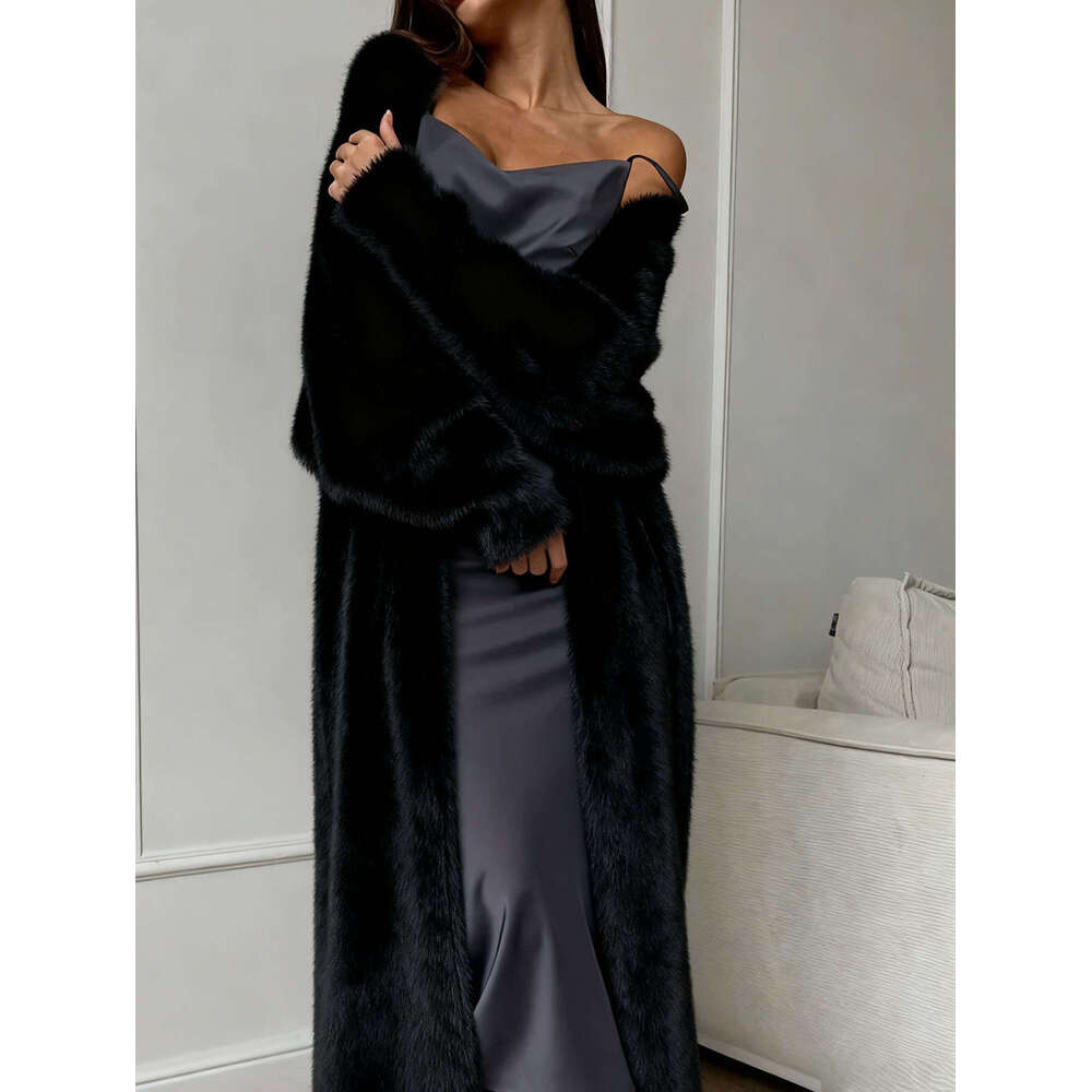 Cross-Border Imitation Mink Velvet White Knitted Coat Women, Loose Plush Fluffy Long Cardigan for Autumn and Winter