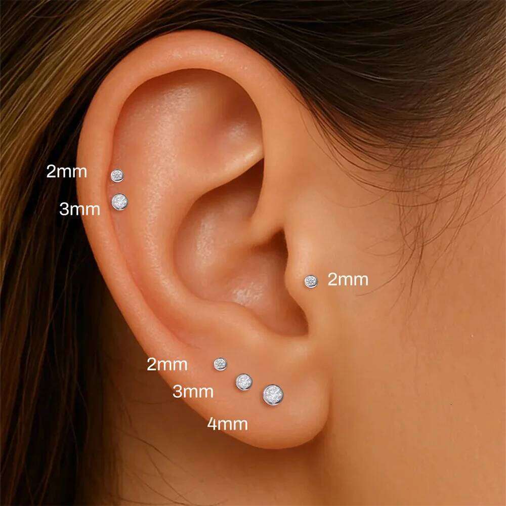 Aide Diamond Stud Earrings for Orginal 925 Sterling Silver Screw Women Flat Back Moissanite Earring Jewel