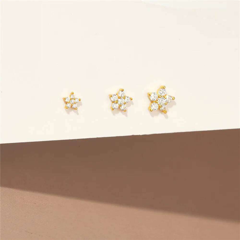 Aide 925 Sterling Silver 6pcs Set Star Cubic Oxygen Zircon Piercing Stud Earrings For Women Bohemian Elegant DIY Earring Jewelry