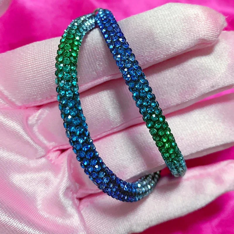 Y2K Blue Crystal Hoop Earrings Korean Fashion Charms Circular Ring Earrings for Women Punk Jewelry Sexy Accessories Geometry 251230