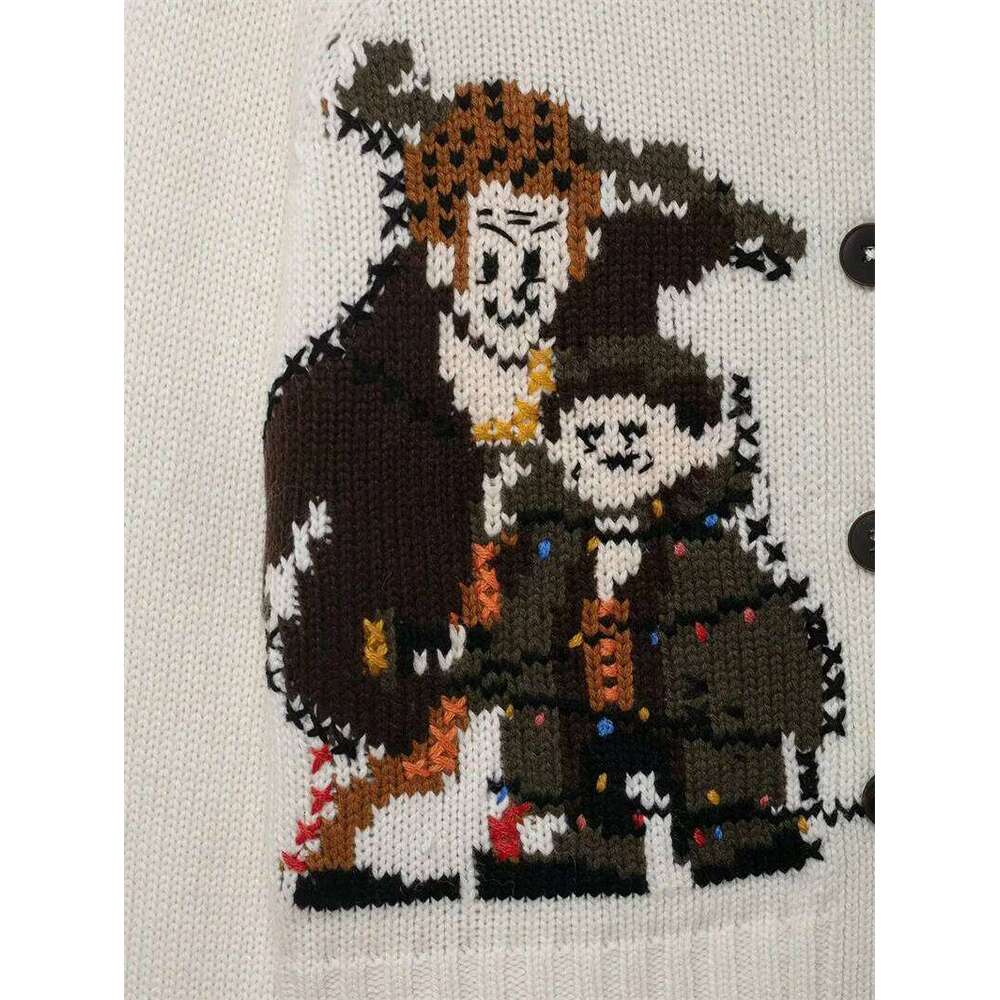 Women's Jacket Winter New White Long-Sleeve Home Alone Print Christmas Knit Cardigan Fashionable Style