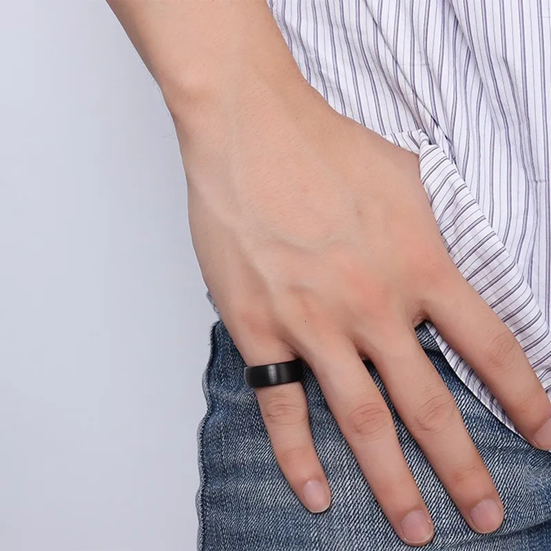 Vnox 8mm Tungsten Carbide Wedding Band Ring for Men Black Color Not Ccratch 251230