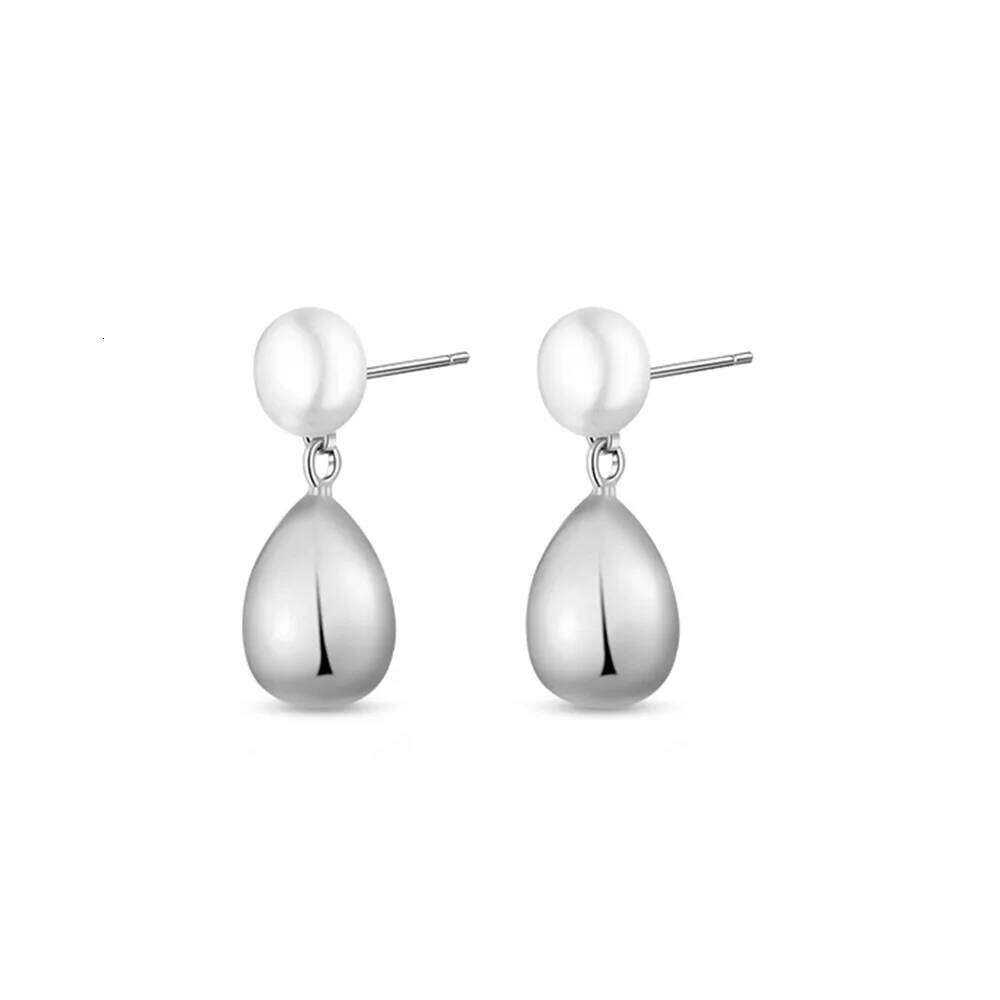 Aide Retro Metal Water Drop Round Pearl Pendant Earrings For Women Light Luxury Niche Design High-end Temperament Studs Jewelry