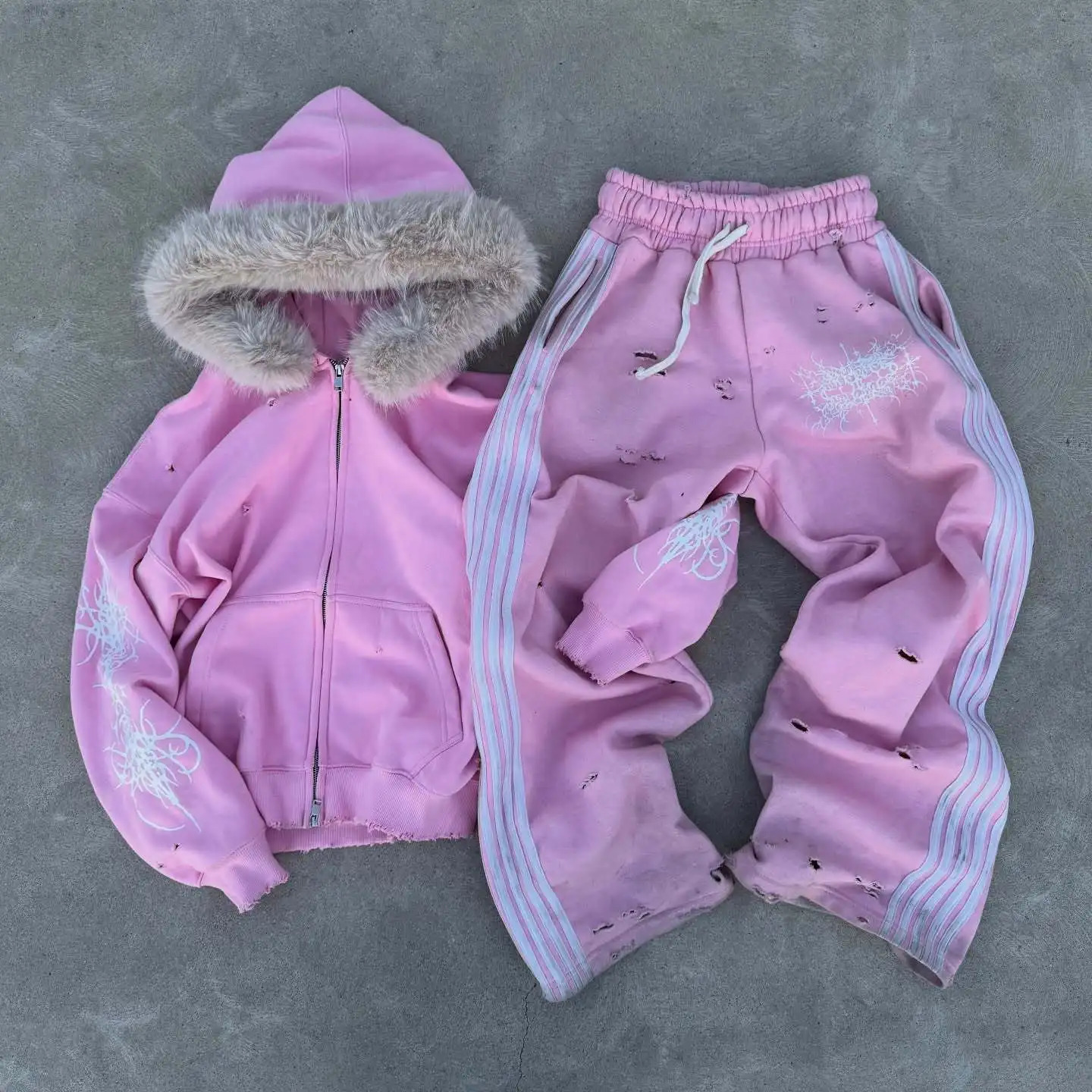 Striped Unisex Hoodie Set Spring Trendy Outfit Fashion Long Sleeve Hooded Sweatshirt Tracksuit For Men Women 251231