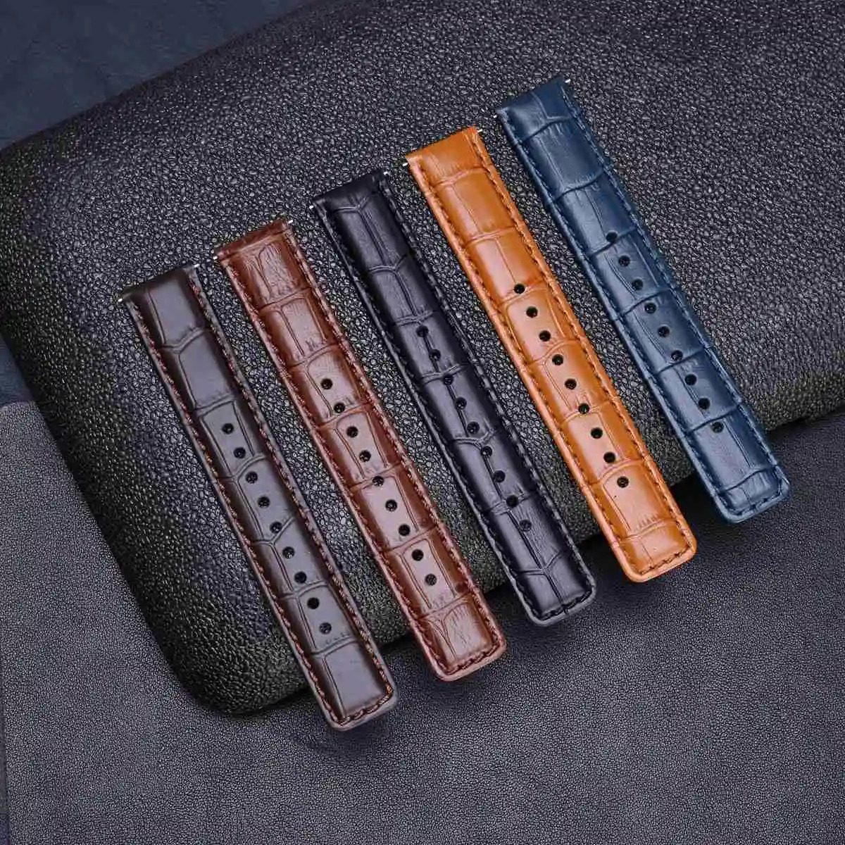 WOCCI Alligator Grain Leather Watch Strap 18mm 20mm 22mm 24mm Quick Release Classic Embossed Bracelet Replacement for Men251231