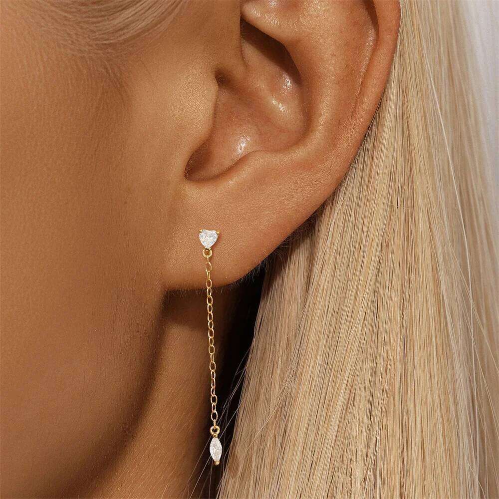 Aide Long Chain Tassel Drop Earrings For Women 925 Sterling Silver Ins Minimalism Zircon Drangle Earring Fine Jewelry Wife Gift