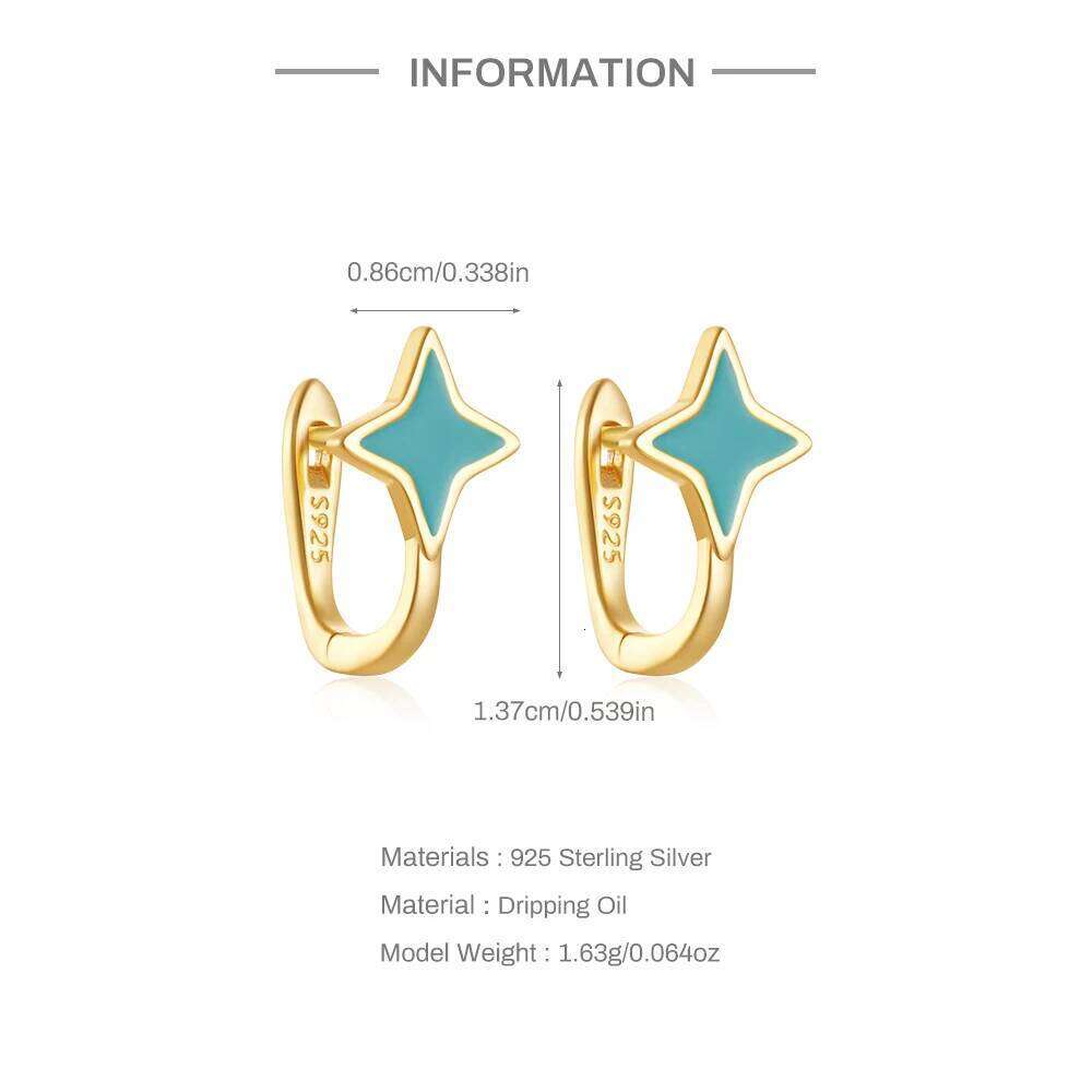 Aide 925 Sterling Silver Oil Dripping Stud Earring for Women Fashion Star Buckles 18K Gold Plated Ear Studs Party Jewelry