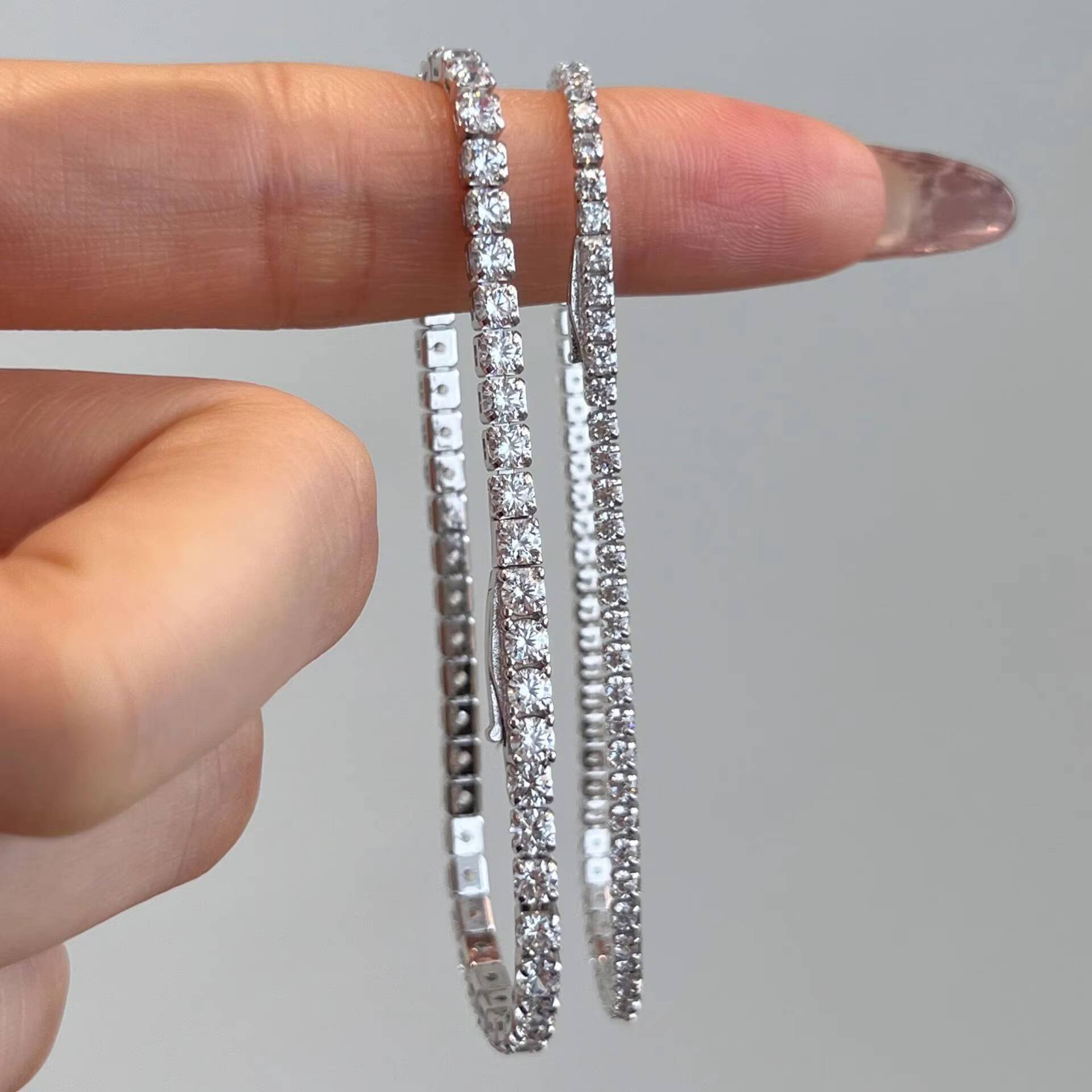 Factory Price 925 Silver Tennis Chain Bracelet 2mm 25mm Diamond VVS Moissanite Iced Out Hip Hop Style
