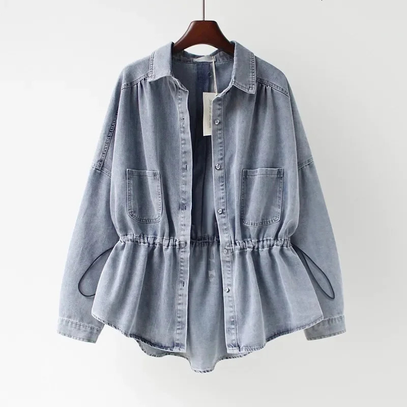 Spring Autumn Womens Denim Jacket Loose Long Sleeve Shirt Top Women Short Waist Cowgirl Coat Female 251229