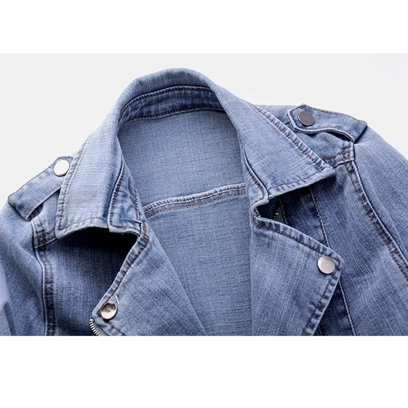 Short Zipper Stretch Denim Jacket Women Slim Vintage Spring Autumn Lady Longsleeved Motorcycle Coat Casual Female Jean Outwear 251231