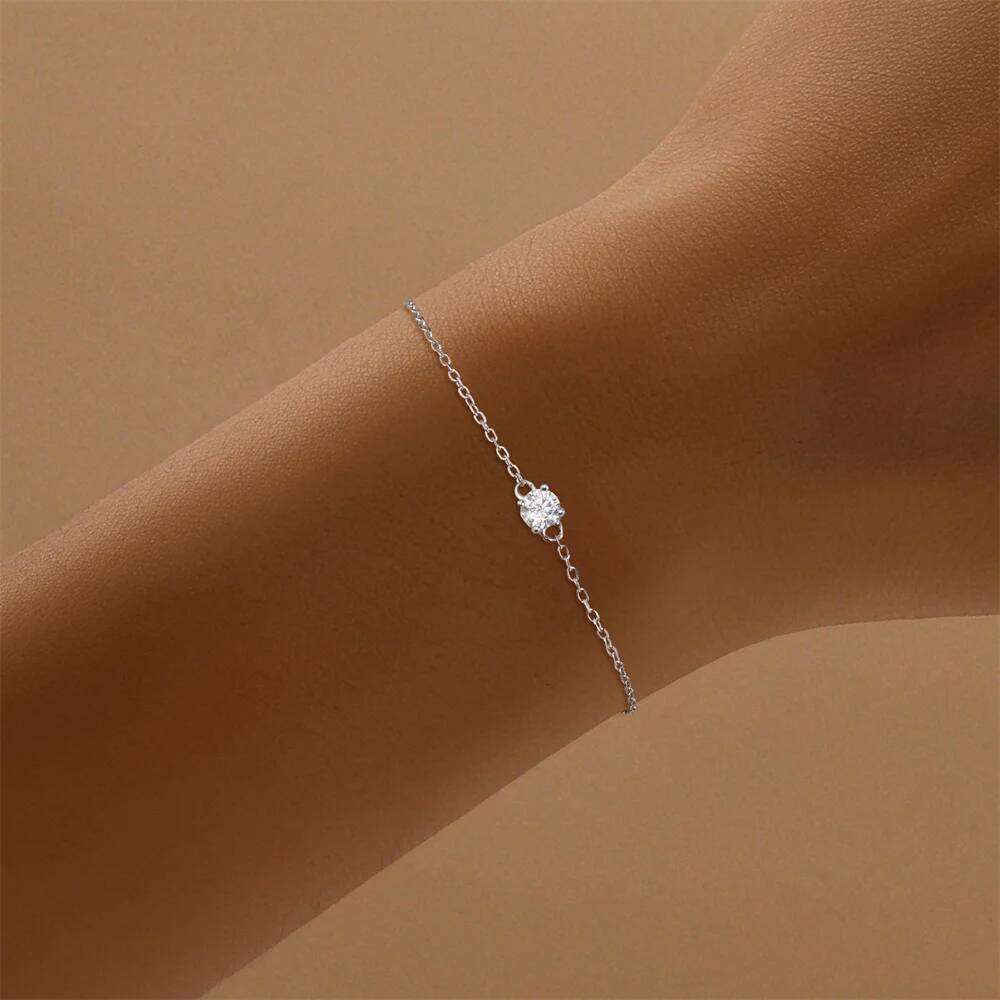 Aide 925 Sterling Silver Moissanite Bracelet Dainty Link Chain Pave Setting CZ For Women Wedding Birthday Jewelry Xmas Gift