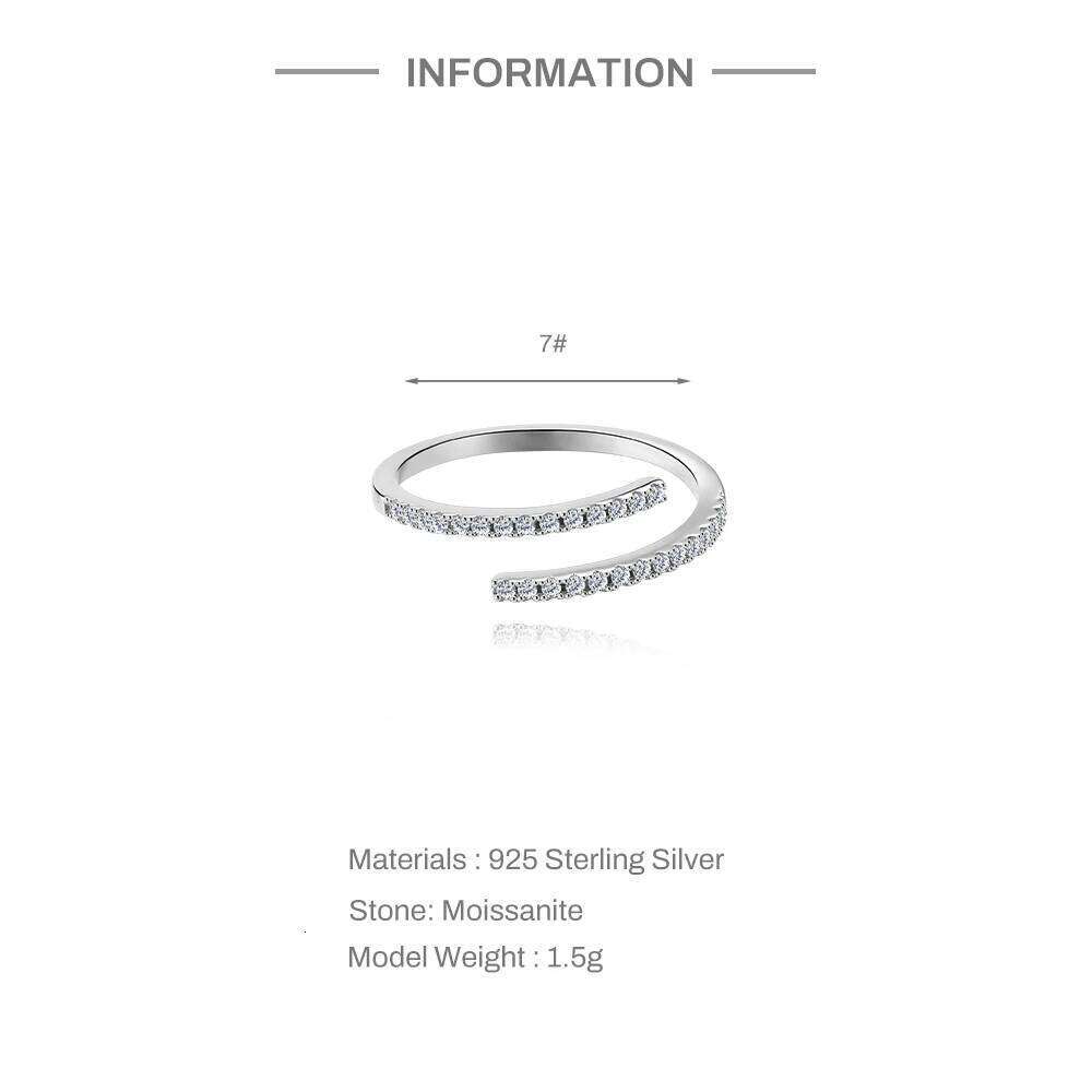 Aide S925 Sterling Silver Moon & Star Moissanite Open Ring Valentine's Day Gift Celestial Adjustable Finger Jewelry for Women