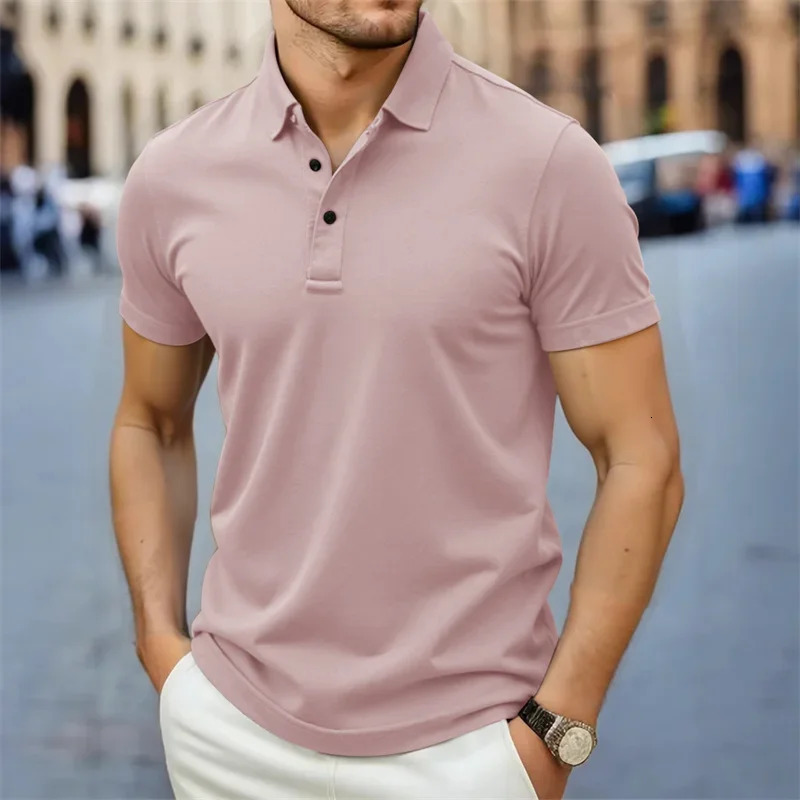 Mens Casual and Fashionable Simple Collared Short Sleeved Polo Shirt Summer Comfortable Breathable and Versatile Top 251230