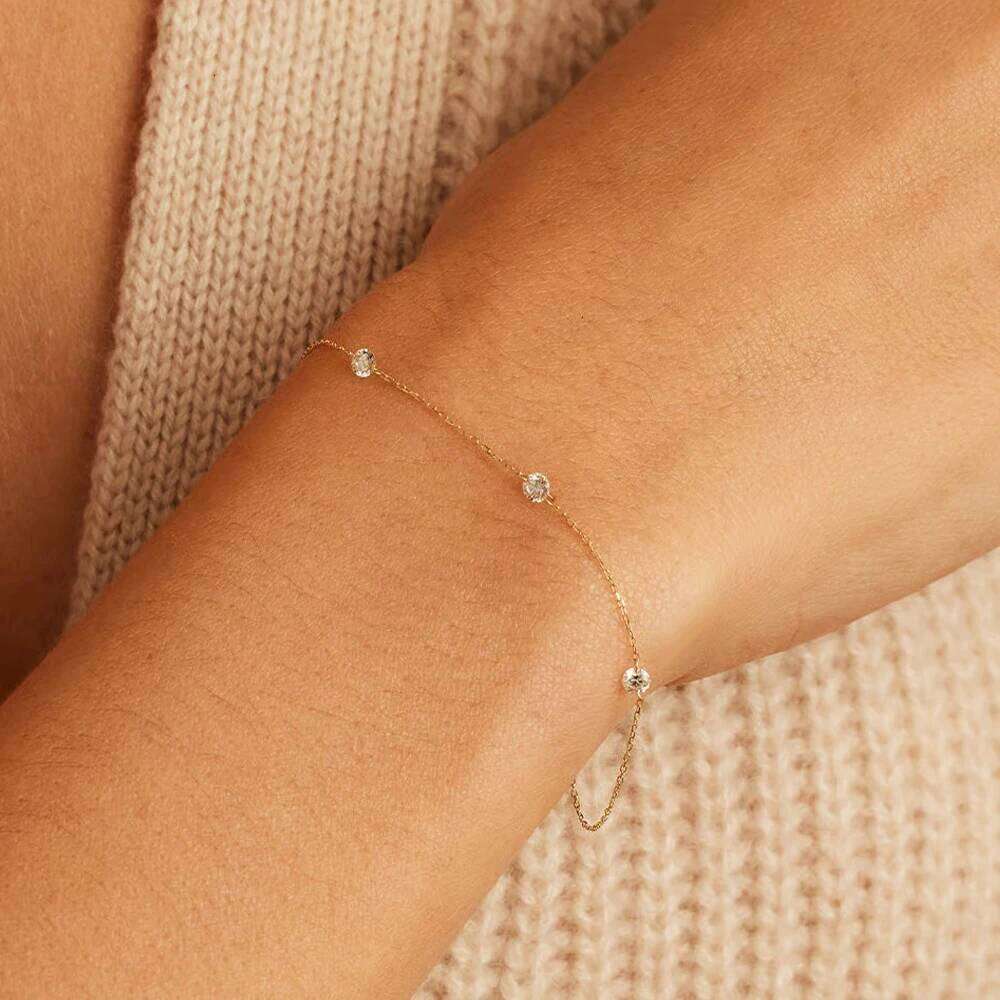 Aide 925 Sterling Silver Star Inlaid Opal With Mini Zircon Chain Bracelet For Women High Quality Elegant K Gold Jewelry Gift